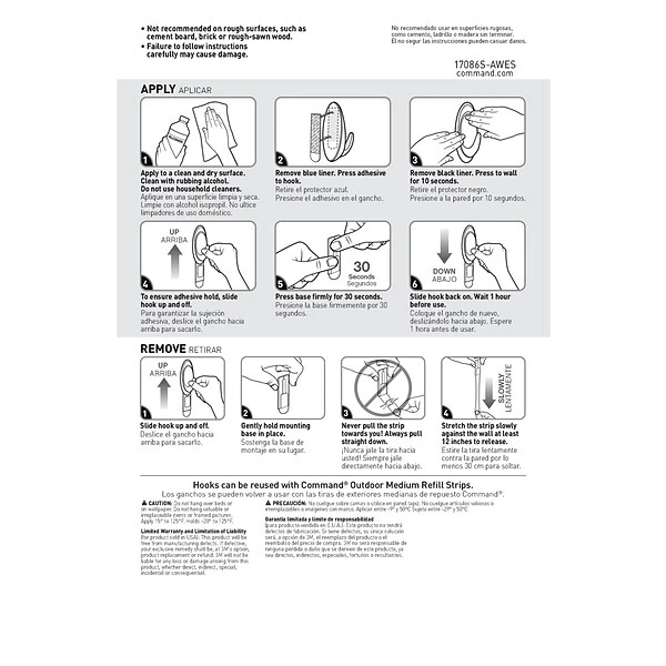 Command™ Outdoor Medium Terrace Hooks, Slate, 2 Hooks (17086S-AWES) 7 Command™ Outdoor Medium Terrace Hooks, Slate, 2 Hooks (17086S-AWES) - Image 5