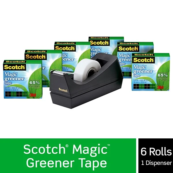 Scotch® Magic™ Greener Invisible Tape With Dispenser, 3/4" X 25 Yds., 6 Rolls (812-6PC38) 4 Scotch® Magic™ Greener Invisible Tape With Dispenser, 3/4" X 25 Yds., 6 Rolls (812-6PC38) - Image 2