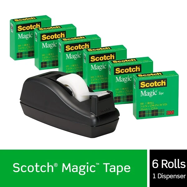Scotch® Magic™ Invisible Tape, 3/4" X 27.77 Yds., 6 Rolls (810C40BK) 3 Scotch® Magic™ Invisible Tape, 3/4" X 27.77 Yds., 6 Rolls (810C40BK)