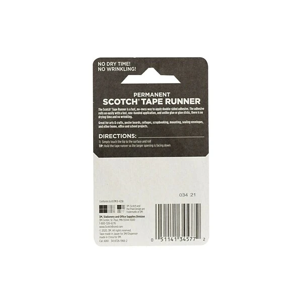 Scotch® Double Sided Adhesive Tape Runner, Transparent, .27 In X 8.7 Yds, 1/Pack (6061) 8 Scotch® Double Sided Adhesive Tape Runner, Transparent, .27 In X 8.7 Yds, 1/Pack (6061) - Image 6