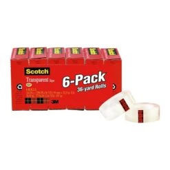 Scotch® Transparent Tape Refill, 3/4" X 36 Yds., 6 Rolls (600-6PK)