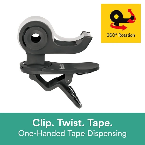 Scotch™ Clip & Twist Desktop Tape Dispenser, Gray (C19-CLIP) 3 Scotch™ Clip & Twist Desktop Tape Dispenser, Gray (C19-CLIP)