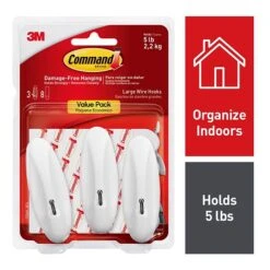 Command™ Large Wire Hook, White, 3 Hooks (17069-3ES)