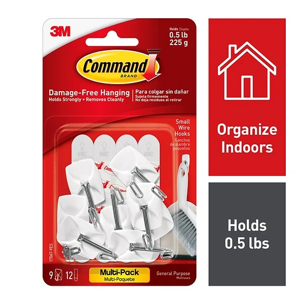 Command™ Small Wire Hooks Value Pack, White, 9 Hooks (17067-9ES) 3 Command™ Small Wire Hooks Value Pack, White, 9 Hooks (17067-9ES)