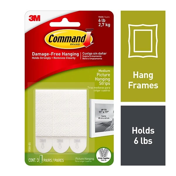 Command™ Medium Picture Hanging Strips, White, 3 Sets Of Strips/Pack (17201-ES) 4 Command™ Medium Picture Hanging Strips, White, 3 Sets Of Strips/Pack (17201-ES) - Image 2