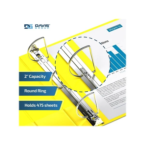 Davis Group Premium Economy 2" 3-Ring Non-View Binder, Yellow, 6/Pack (2304-05-06) 4 Davis Group Premium Economy 2" 3-Ring Non-View Binder, Yellow, 6/Pack (2304-05-06) - Image 2