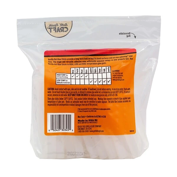 Gorilla Glue Sticks, Clear/Opaque, 45/Pack (3034502) 3 Gorilla Glue Sticks, Clear/Opaque, 45/Pack (3034502)