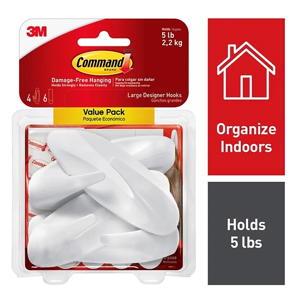Command™ Value Pack Large Designer Hooks, 4 Hooks/Pack (17083-4ES) 3 Command™ Value Pack Large Designer Hooks, 4 Hooks/Pack (17083-4ES)