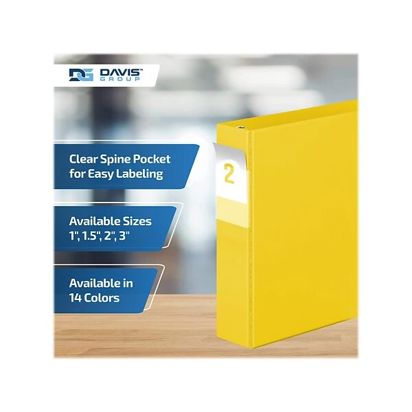 Davis Group Premium Economy 2" 3-Ring Non-View Binder, Yellow, 6/Pack (2304-05-06) 7 Davis Group Premium Economy 2" 3-Ring Non-View Binder, Yellow, 6/Pack (2304-05-06) - Image 5