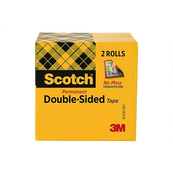 Scotch® Permanent Double Sided Tape Refill, 1/2" X 36 Yds., 3" Core, 2 Rolls (665-2P12-36) 3 Scotch® Permanent Double Sided Tape Refill, 1/2" X 36 Yds., 3" Core, 2 Rolls (665-2P12-36)