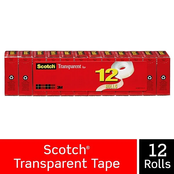 Scotch® Transparent Tape Refill, 3/4" X 27.77 Yds., 12 Rolls (600K12) 4 Scotch® Transparent Tape Refill, 3/4" X 27.77 Yds., 12 Rolls (600K12) - Image 2