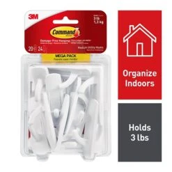 Command™ Medium Utility Hooks Mega Pack, White, 20 Hooks (17001-MPES)