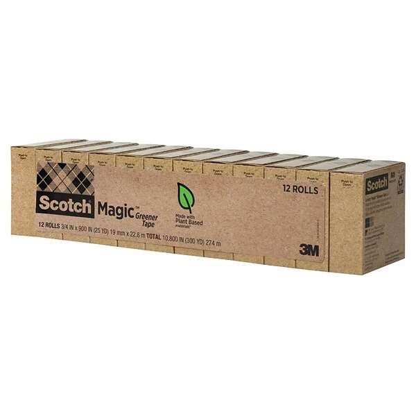 Scotch® Magic™ Greener Invisible Tape Refill, 3/4" X 25 Yds., 12 Rolls (812-12P) 3 Scotch® Magic™ Greener Invisible Tape Refill, 3/4" X 25 Yds., 12 Rolls (812-12P)