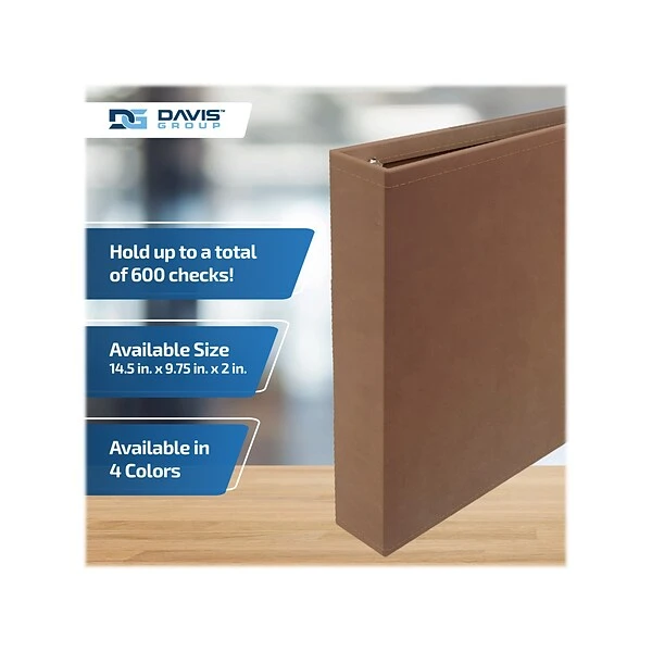 Davis Group 3-Up 1" 7-Ring Business Checkbook Binder, Tan (3UPAM-09) 4 Davis Group 3-Up 1" 7-Ring Business Checkbook Binder, Tan (3UPAM-09) - Image 2