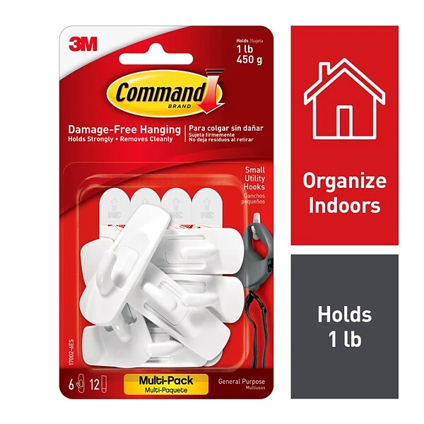 Command™ Small Utility Hooks Value Pack, White, 6 Hooks (17002-6ES) 3 Command™ Small Utility Hooks Value Pack, White, 6 Hooks (17002-6ES)