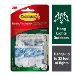 Command™ Outdoor Light Clips, Clear, 16 Clips (17017CLR-AWES)
