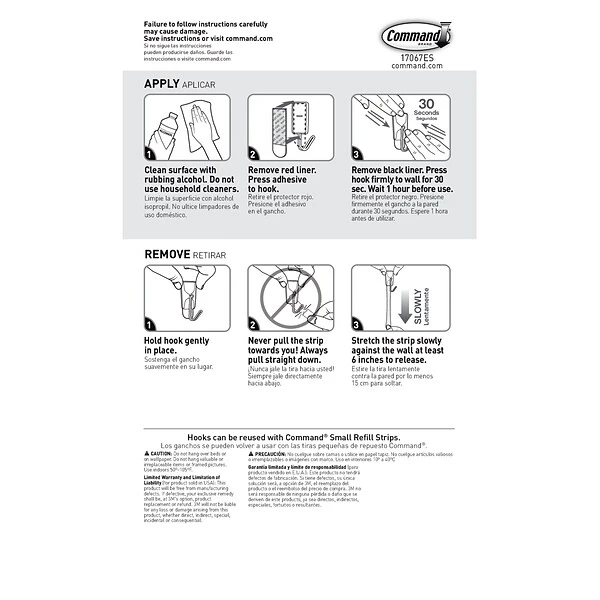 Command™ Small Wire Hooks, White, 3 Hooks (17067ES) 7 Command™ Small Wire Hooks, White, 3 Hooks (17067ES) - Image 5