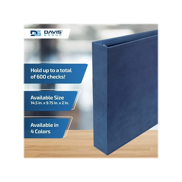 Davis Group 3-Up 1" 7-Ring Business Checkbook Binder, Navy Blue (3UPAM-72) 4 Davis Group 3-Up 1" 7-Ring Business Checkbook Binder, Navy Blue (3UPAM-72) - Image 2