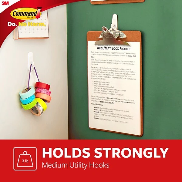Command™ Medium Utility Hooks, White, 2 Hooks (17001ES) 5 Command™ Medium Utility Hooks, White, 2 Hooks (17001ES) - Image 3