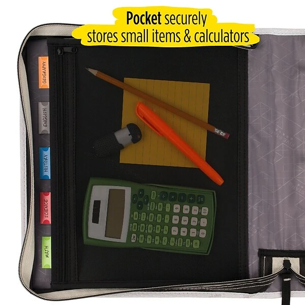 Five Star 2" 3-Ring Zipper Binder, Black/Gray (29052IT8) 5 Five Star 2" 3-Ring Zipper Binder, Black/Gray (29052IT8) - Image 3