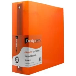 JAM Paper Designders 3" 3-Ring Flexible Poly Binder, Orange Glass Twill (821T3OR)