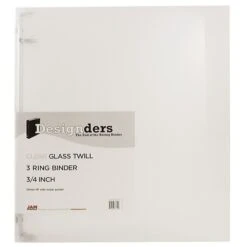 JAM Paper Standard .75" 3-Ring Flexible Poly Binder, Clear Glass Twill (7525644)