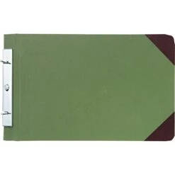 Wilson Jones Canvas Sectional Storage Post Binder, 8 1/2" X 14", 4 1/4" Post Spacing, Green (27832)
