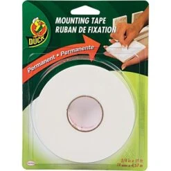 Duck Permanent Foam Mounting Tape, White, 3/4" X 15'