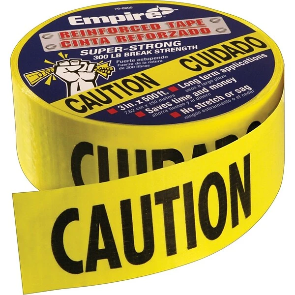 Empire® Level Safety Barricade Tapes, Yellow, Caution, 1000' Length, 3 Mil Thickness 3 Empire® Level Safety Barricade Tapes, Yellow, Caution, 1000' Length, 3 Mil Thickness