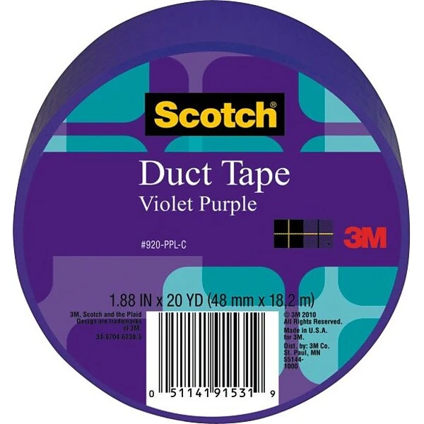 Scotch® Duct Tape, 1.88" X 20 Yds., Purple (920-BLK-C) 3 Scotch® Duct Tape, 1.88" X 20 Yds., Purple (920-BLK-C)