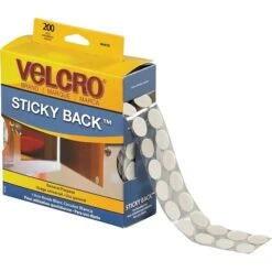 Velcro® Brand Sticky Back Round Dots 3/4" Hook & Loop Fastener, White, 200/Pk (VEL153)