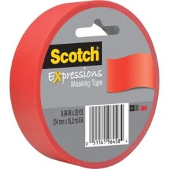 Scotch® Expressions Masking Tape, .94" X 20 Yds., Red (3437-PRD)