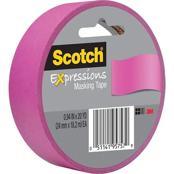 Scotch® Expressions Masking Tape, .94" X 20 Yds., Fuchsia (3437-PNK) 3 Scotch® Expressions Masking Tape, .94" X 20 Yds., Fuchsia (3437-PNK)