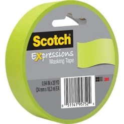 Scotch® Expressions Masking Tape, .94" X 20 Yds., Lemon Lime (3437-GRN)