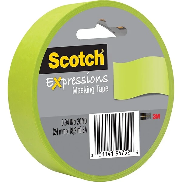 Scotch® Expressions Masking Tape, .94" X 20 Yds., Lemon Lime (3437-GRN) 3 Scotch® Expressions Masking Tape, .94" X 20 Yds., Lemon Lime (3437-GRN)