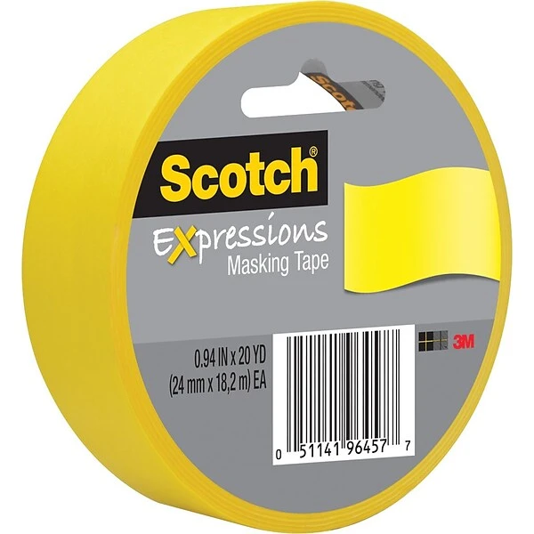 Scotch® Expressions Masking Tape, .94" X 20 Yds., Yellow (3437-PYL) 3 Scotch® Expressions Masking Tape, .94" X 20 Yds., Yellow (3437-PYL)