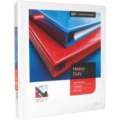 Heavy Duty 1" 3 Ring View Binder With D-Rings, White, 12/Pack (24667CT)