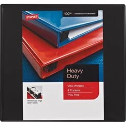 Heavy Duty 4" 3 Ring View Binder With D-Rings, Black, 4/Pack (56235CT/24695CT) -Scott Stationery Shop s0841356 s7