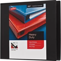 Heavy Duty 4" 3 Ring View Binder With D-Rings, Black, 4/Pack (56235CT/24695CT) -Scott Stationery Shop s0841357 s7