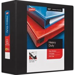 Heavy Duty 4" 3 Ring View Binder With D-Rings, Black, 4/Pack (56235CT/24695CT) -Scott Stationery Shop s0841358 s7