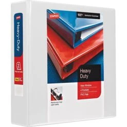 Heavy Duty 2" 3 Ring View Binder With D-Rings, White, 6/Pack (56264CT/24688CT)