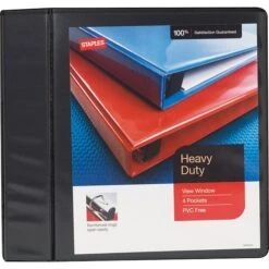 Heavy Duty 4" 3 Ring View Binder With D-Rings, Black, 4/Pack (56235CT/24695CT) -Scott Stationery Shop s0841508 s7
