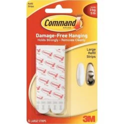 Command™ Large Refill Strips, White, 6/Pack