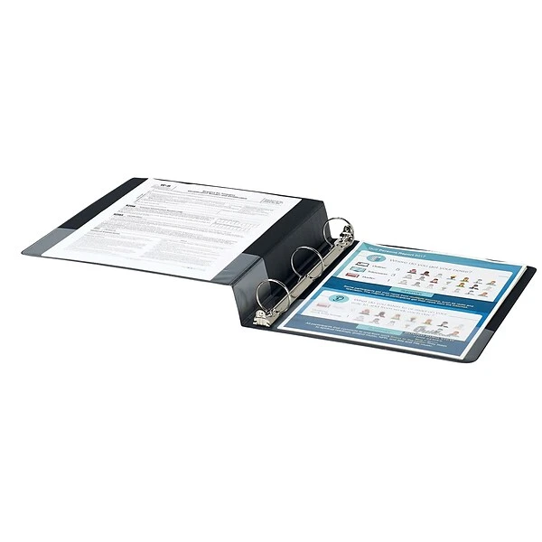 Quill Brand® Standard 1-1/2" 3 Ring View Binder, Black (72215BK) 4 Quill Brand® Standard 1-1/2" 3 Ring View Binder, Black (72215BK) - Image 2