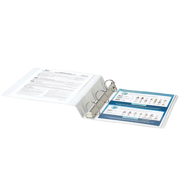 Quill Brand® Standard 1-1/2" 3 Ring View Binder With D-Rings, White (7321513) 4 Quill Brand® Standard 1-1/2" 3 Ring View Binder With D-Rings, White (7321513) - Image 2
