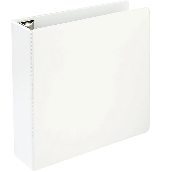 Quill Brand® Heavy Duty 3" 3 Ring View Binder, Easy Open D Rings, White (74203WE) 4 Quill Brand® Heavy Duty 3" 3 Ring View Binder, Easy Open D Rings, White (74203WE) - Image 2