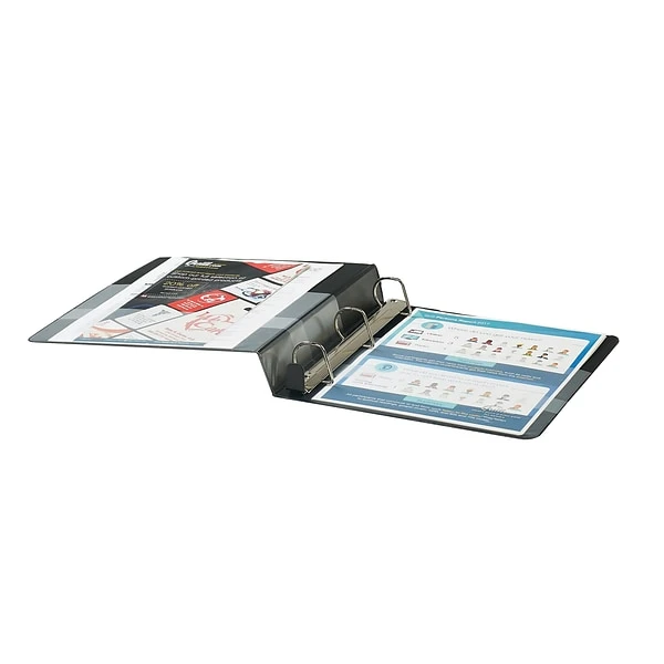 Quill Brand® Heavy Duty 1-1/2" 3 Ring View Binder, Easy Open D Rings, Black (74215BK) 4 Quill Brand® Heavy Duty 1-1/2" 3 Ring View Binder, Easy Open D Rings, Black (74215BK) - Image 2