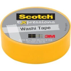 Scotch® Expressions Washi Tape, 0.59" X 10.91 Yds., Yellow (C314-YEL)