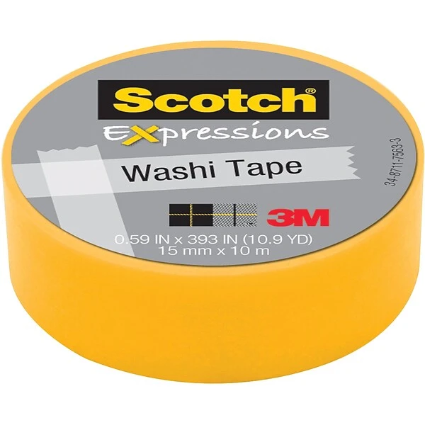 Scotch® Expressions Washi Tape, 0.59" X 10.91 Yds., Yellow (C314-YEL) 3 Scotch® Expressions Washi Tape, 0.59" X 10.91 Yds., Yellow (C314-YEL)