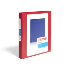 Standard 1" 3 Ring View Binder With D-Rings, Red (58652)